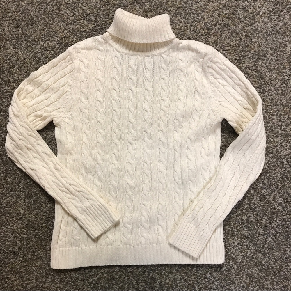 LL Bean ivory turtleneck sweater, small